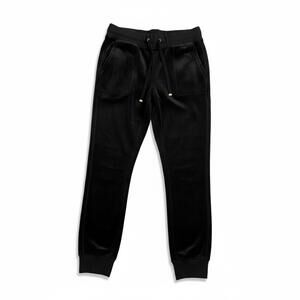 Juicy Couture Velour Jogger Pants Black Ankle Zip Lounge Sweatpants Y2K Size S